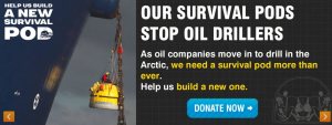 Greenpeace ask for donations for a survival pod to stop drilling in the Arctic